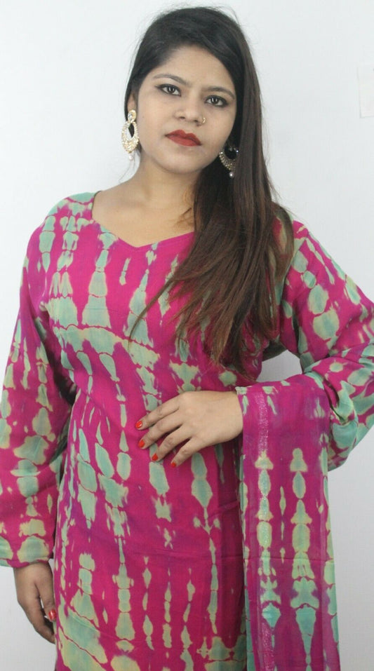 Pink Printed Designer  Print Soft Crepe Salwar kameez Ready Wear dress size 56