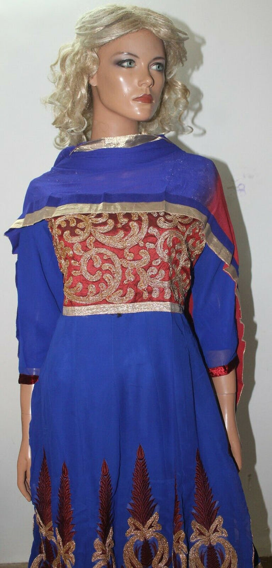 Royal Blue  Embroidered Stitched Anarkali  Salwar kameez Chest Size 42