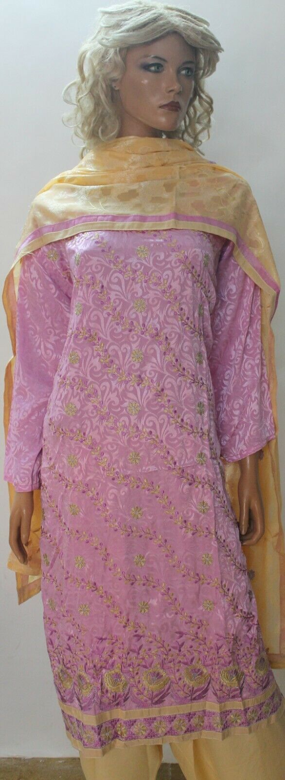 Pink Embroidered crepe  Ready to wear Stitched  Salwar kameez dress Plus size 52