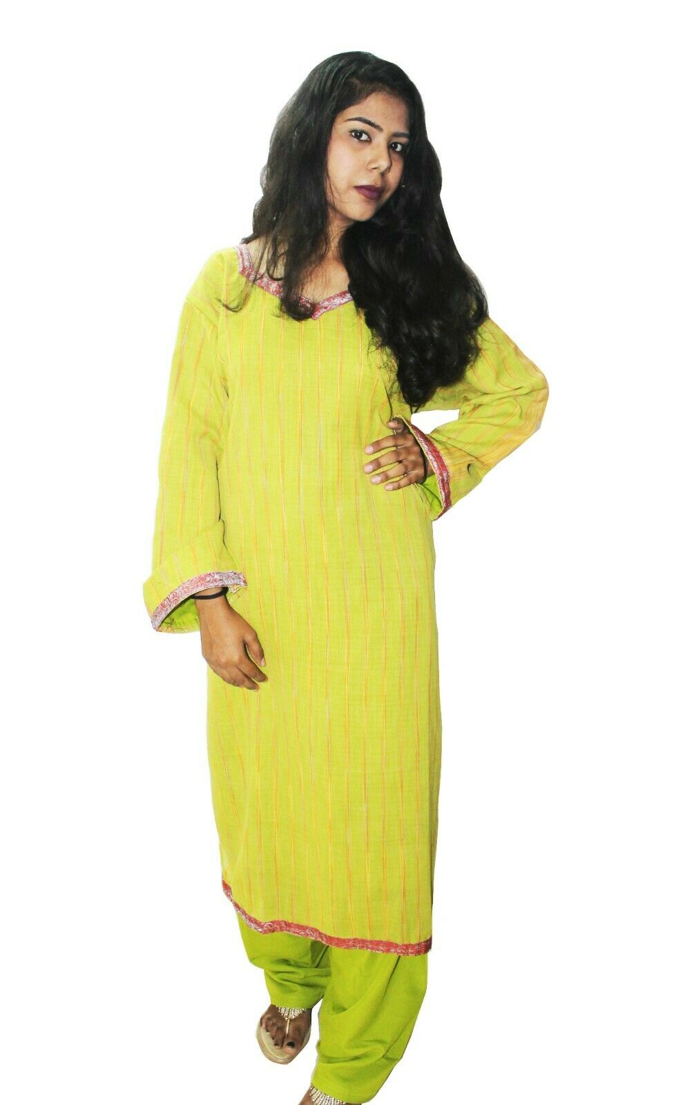 Green New Full sleeves Salwar kameez Kurta Dupatta  Chest  Size 52