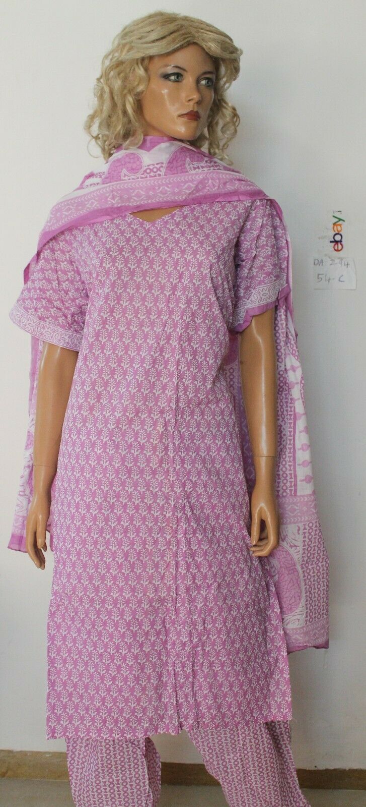 Purple Summer Cotton  Short sleeves  Stitched  Salwar kameez dress Plus size 54