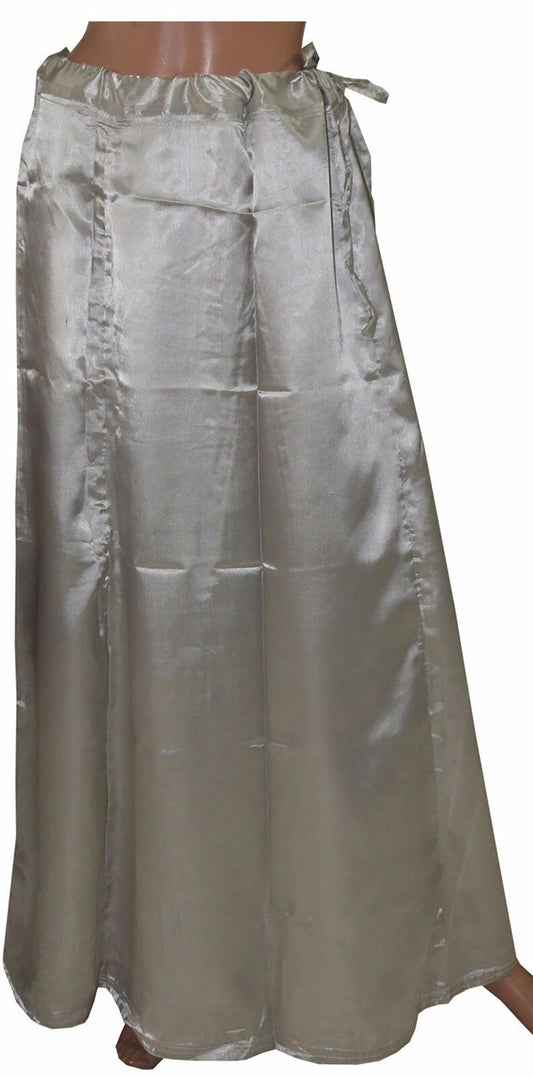 Grey  Satin Indian sari Petticoat Underskirt belly dancing  slip New Arrivals