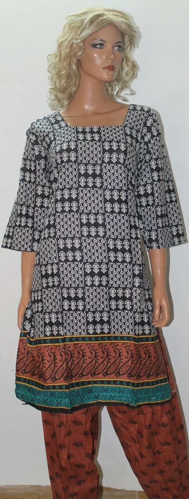 Black Stitched Dress lawn  Cotton Summer  Salwar kameez Stitched Plus size 52