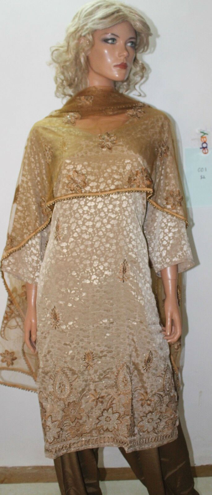 Gold  Dress salwar kameez Designs By Noor Plus size 52