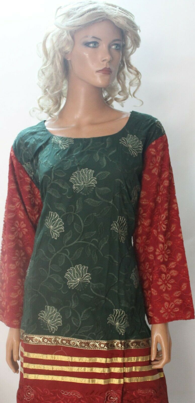 Green Red  Salwar Suit Set By Inayah Patel chest size 46