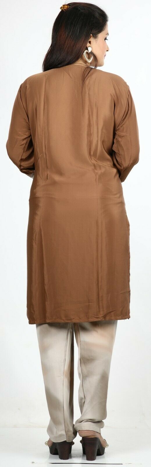 Brown Print Summer Salwar Kameez Plus chest 50 Stitched Ready to Wear New