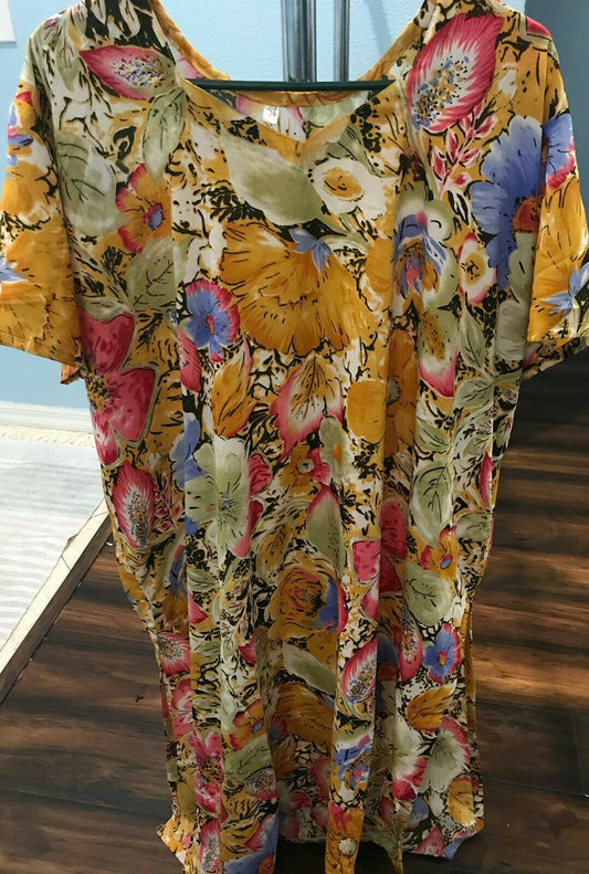 Yellow Soft Crepe Women Favorite Dress  salwar kameez Plus size 56 Floral print