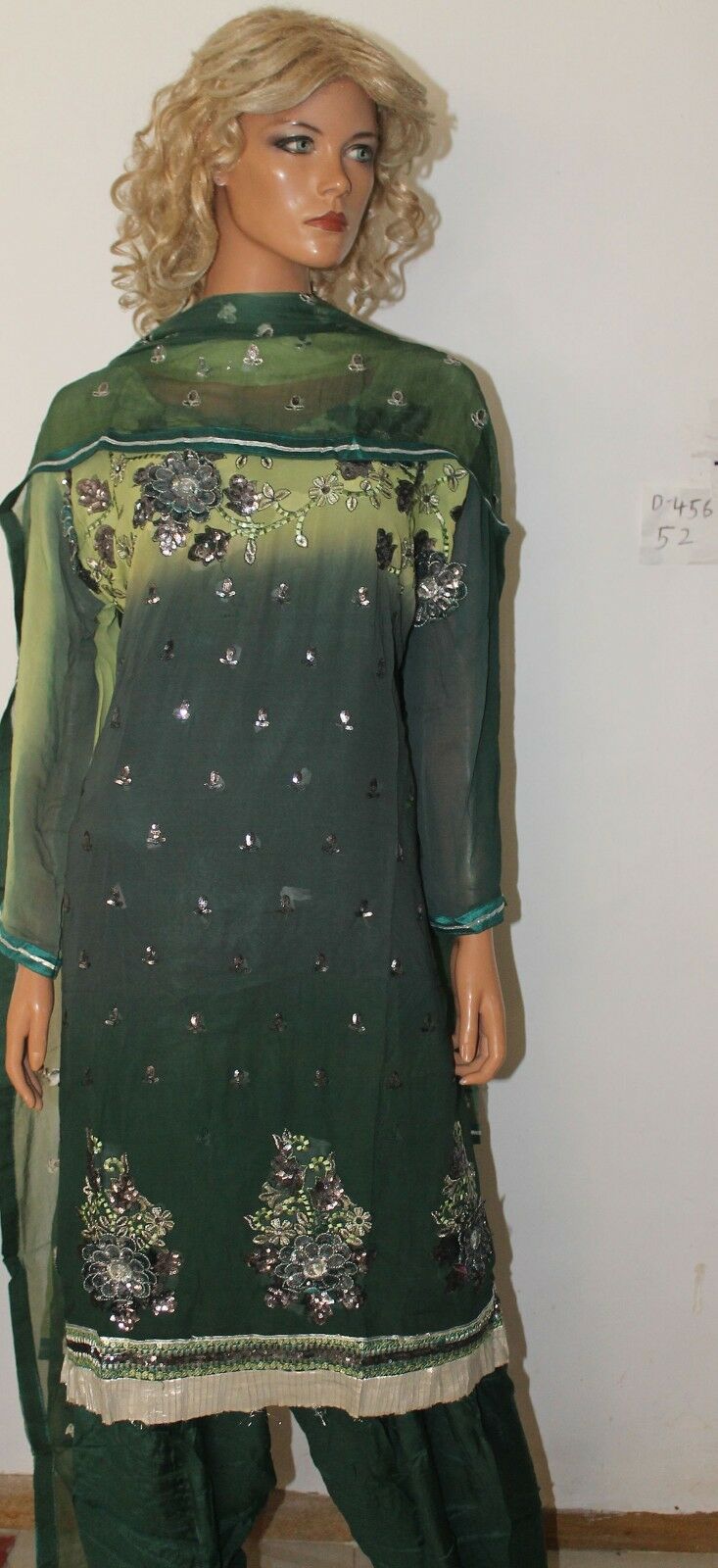 Green Designer wear Dress salwar suit plus size 52