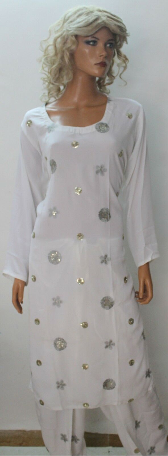 White Designer wear Dress chest size 46