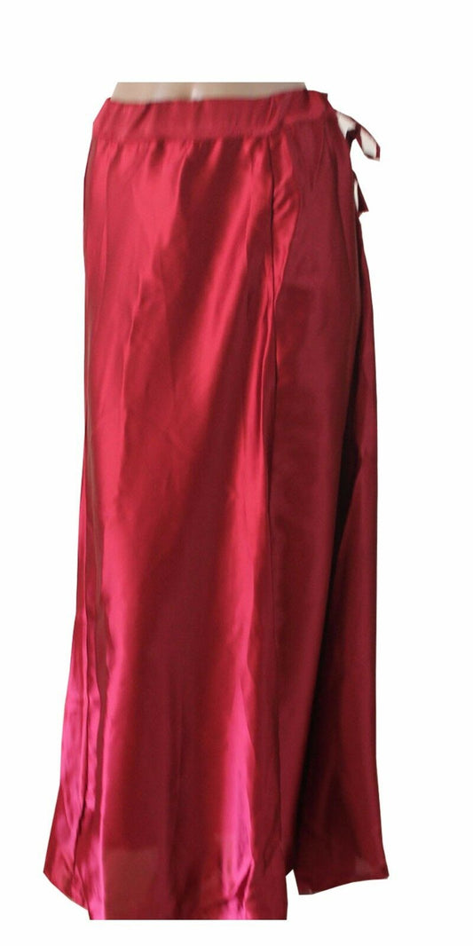 Burgundy  Satin Indian saree Petticoat Underskirt belly dancing Lehanga slip