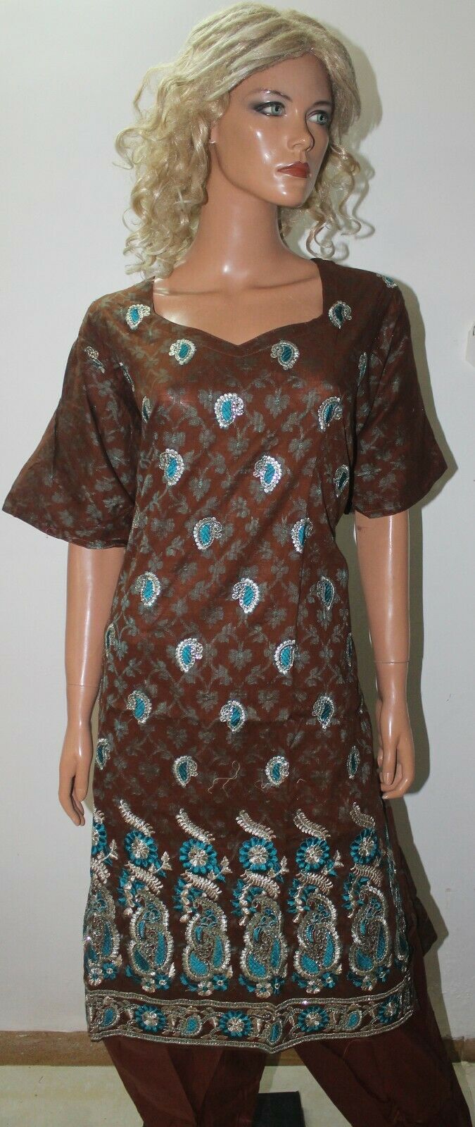 Brown Embroidered  Bollywood  Collections Wedding  Salwar kameez Plus Size 56