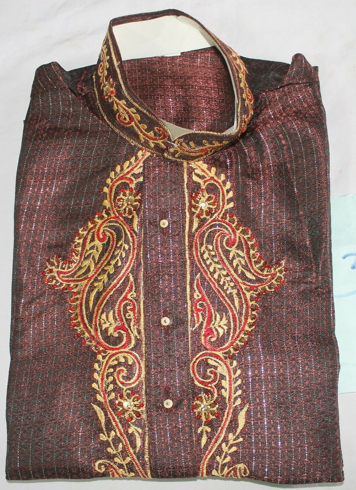 Burgundy Boys  Kurta Sherwani Shirt Set 2 Pieces For  Age 14
