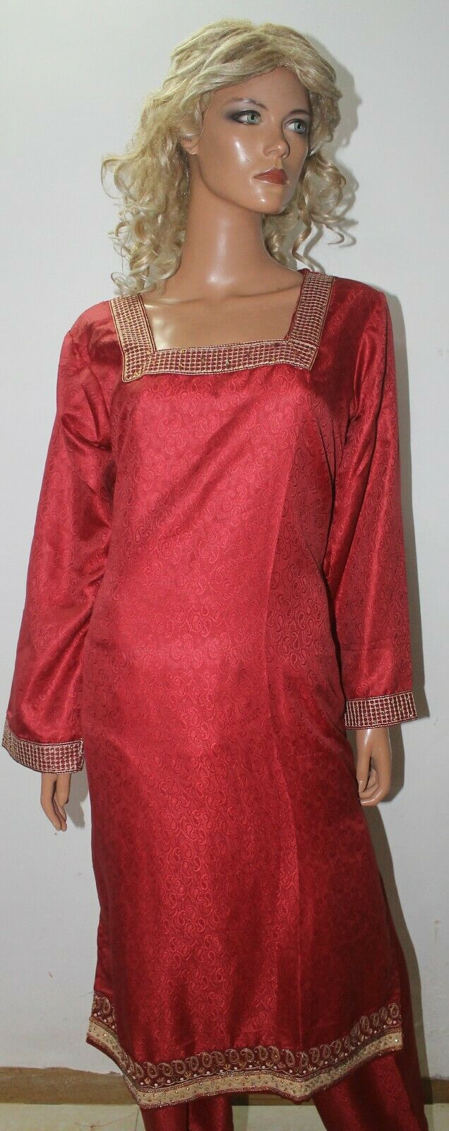 Burgundy Designer Ready Wear Salwar Kameez  chest 44 Full sleeves Fast ship New