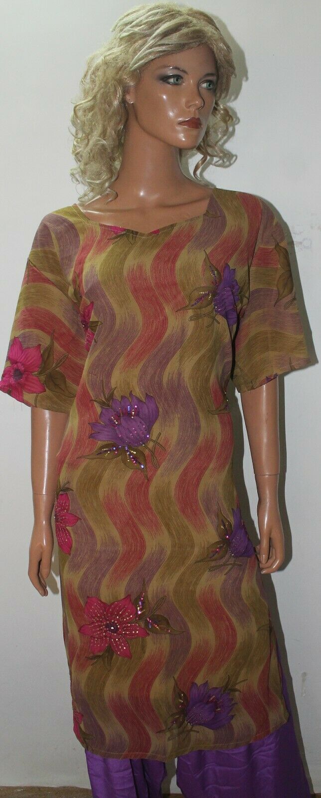Purple Crepe  Stitched Bollywood wedding  Designer salwar kameez Plus sz 52