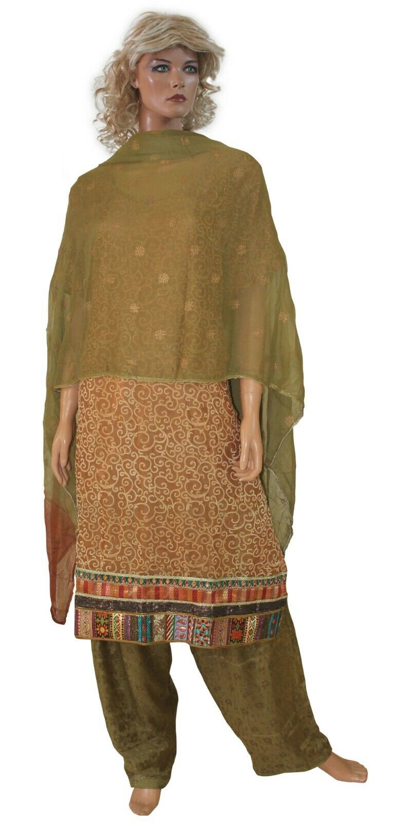 Brown Stitched Wedding Party Wear  Salwar Kameez Dress chest  Plus size 56
