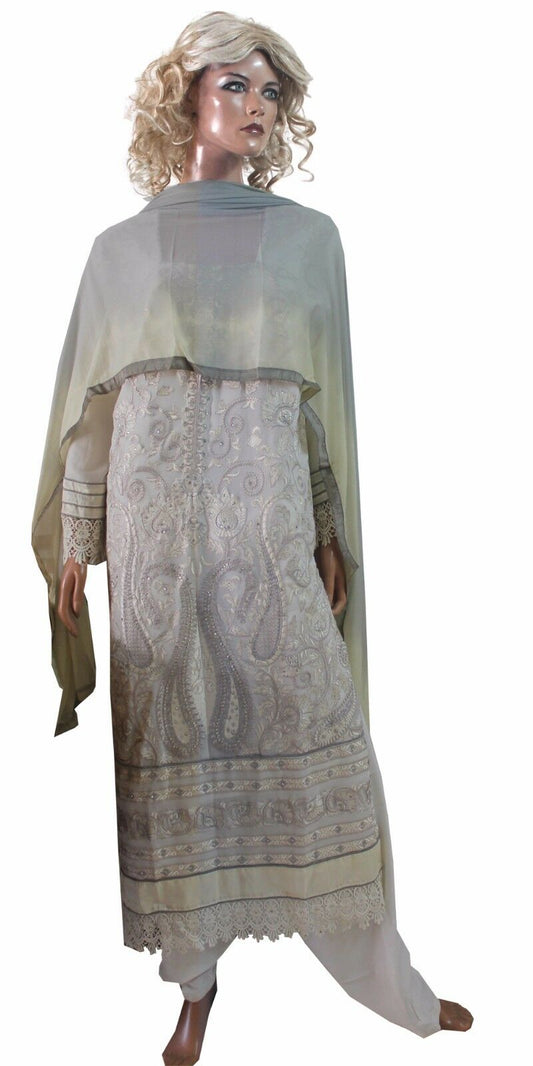 Cream  Designer Crepe  Salwar kameez Plus Size 48 New Arrivals Ap51