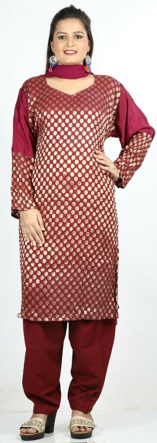 Burgundy Wedding party  Salwar Kameez Plus chest 56 Stitched Ready to Wear