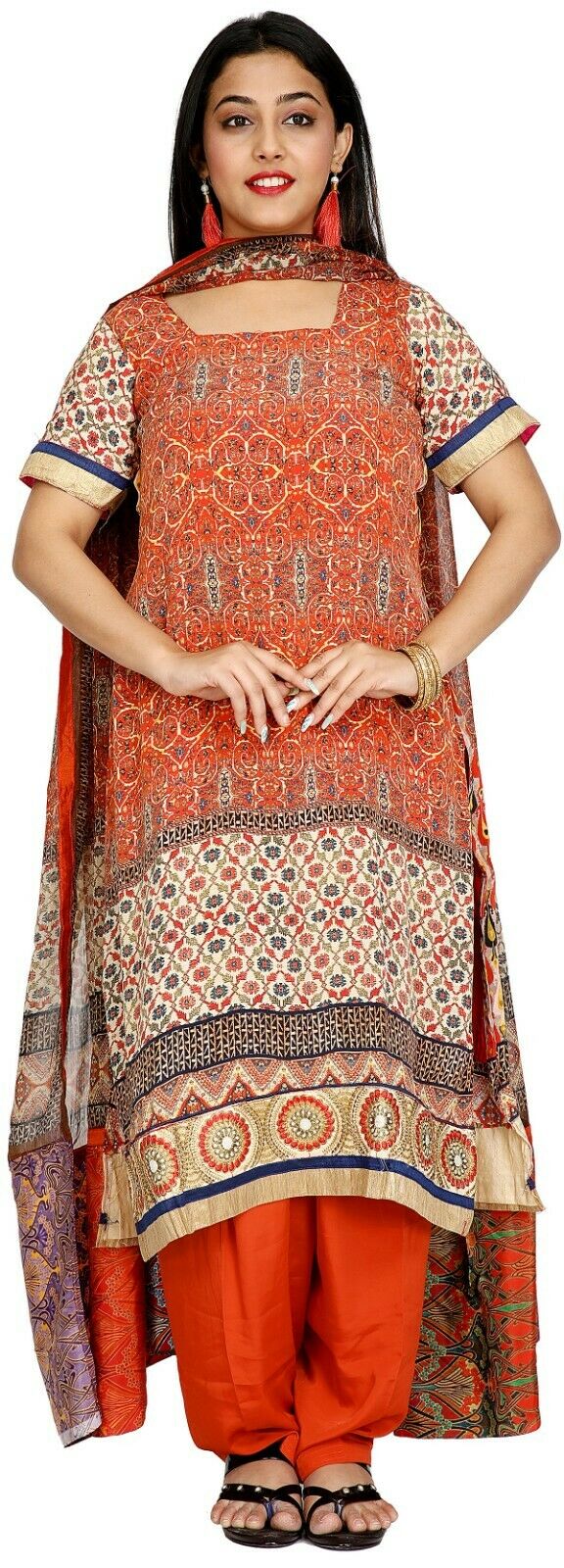 Orange Crepe  Designer Ethnic Indian  Salwar kameez chest size 50