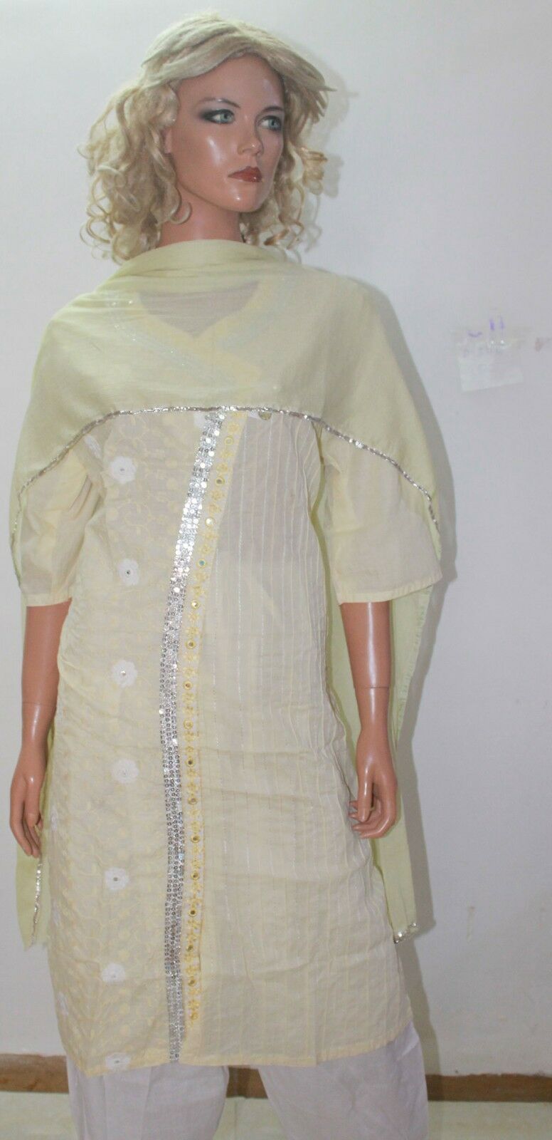 Cream White  Indian Wear salwar  kameez Suit Plus size 50
