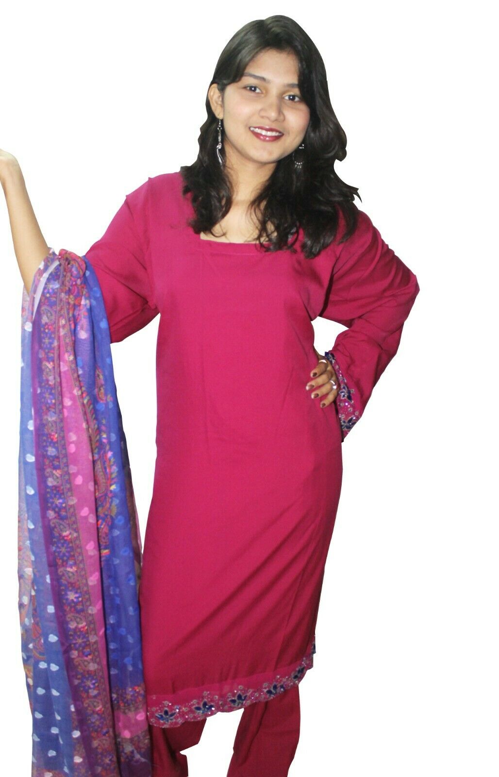 Hot Pink  Designer Salwar kameez Kurta Dupatta pakistani Plus Size 52