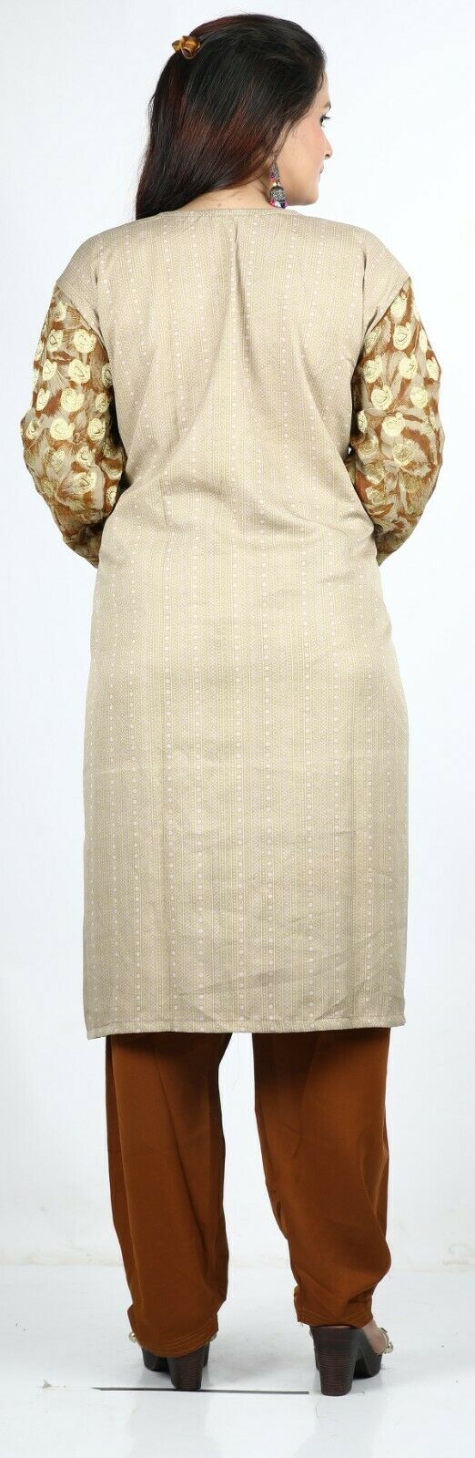 Brown Indian Kurta  Summer Salwar Kameez Plus chest 58 Stitched Ready to Wear