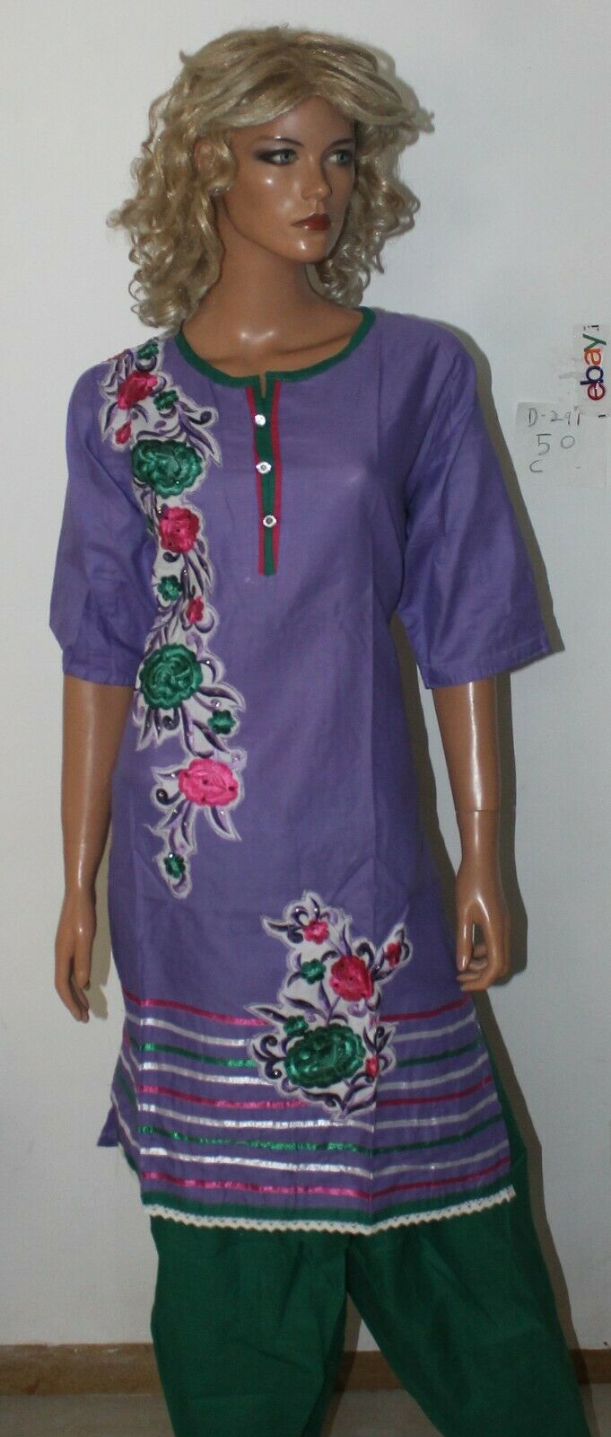 Purple Designer Short sleeves Cotton Summer  Salwar kameez Stitched Plus size 50
