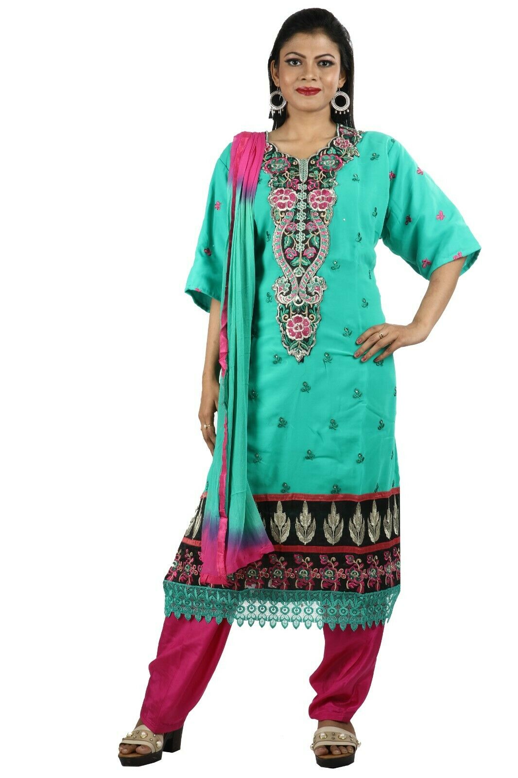 Green Traditional Wedding Party Wear  Designer Salwar Kameez chest  Plus size 54
