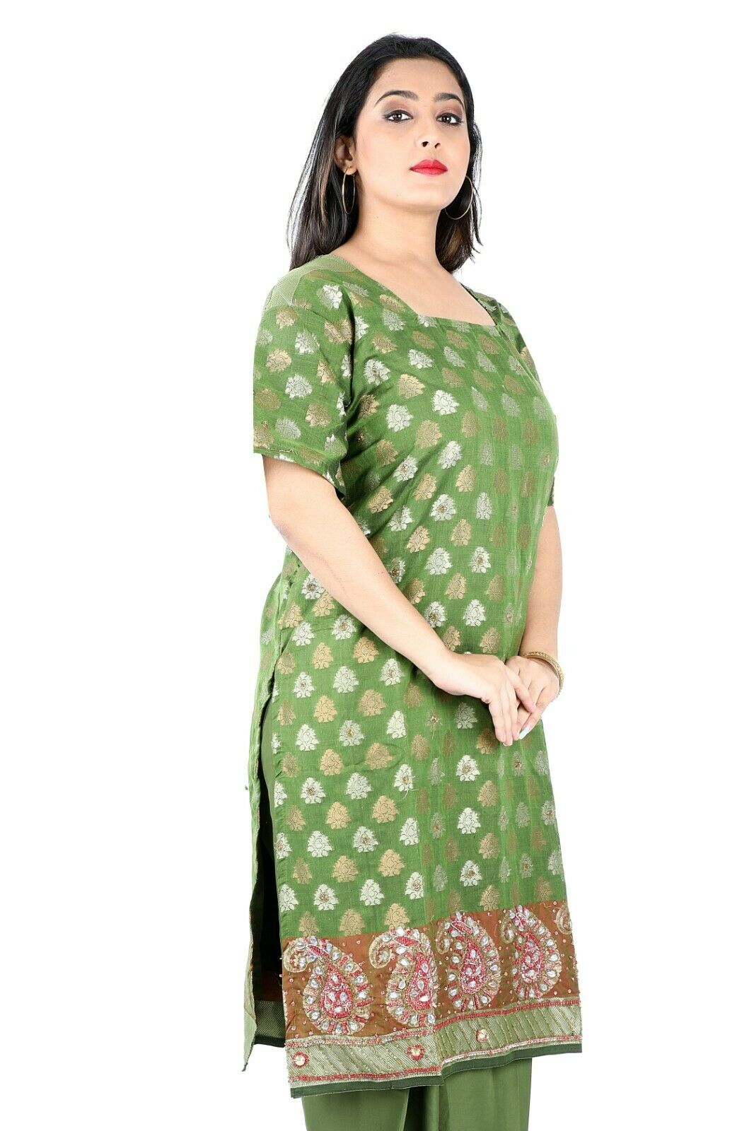 Green  3 pieces Wedding Party Wear Designer Salwar Kameez chest Plus Size 52
