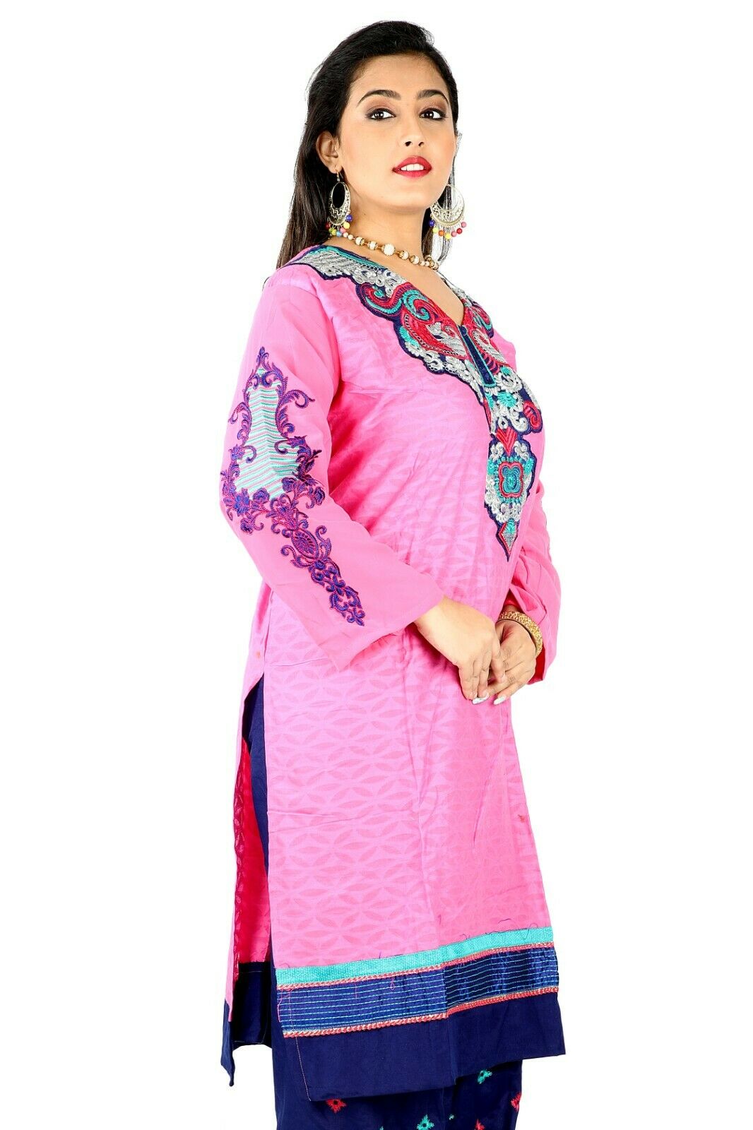 Purple Pink Cotton Embroidered  Salwar Kameez Plus size 54  New arrivals