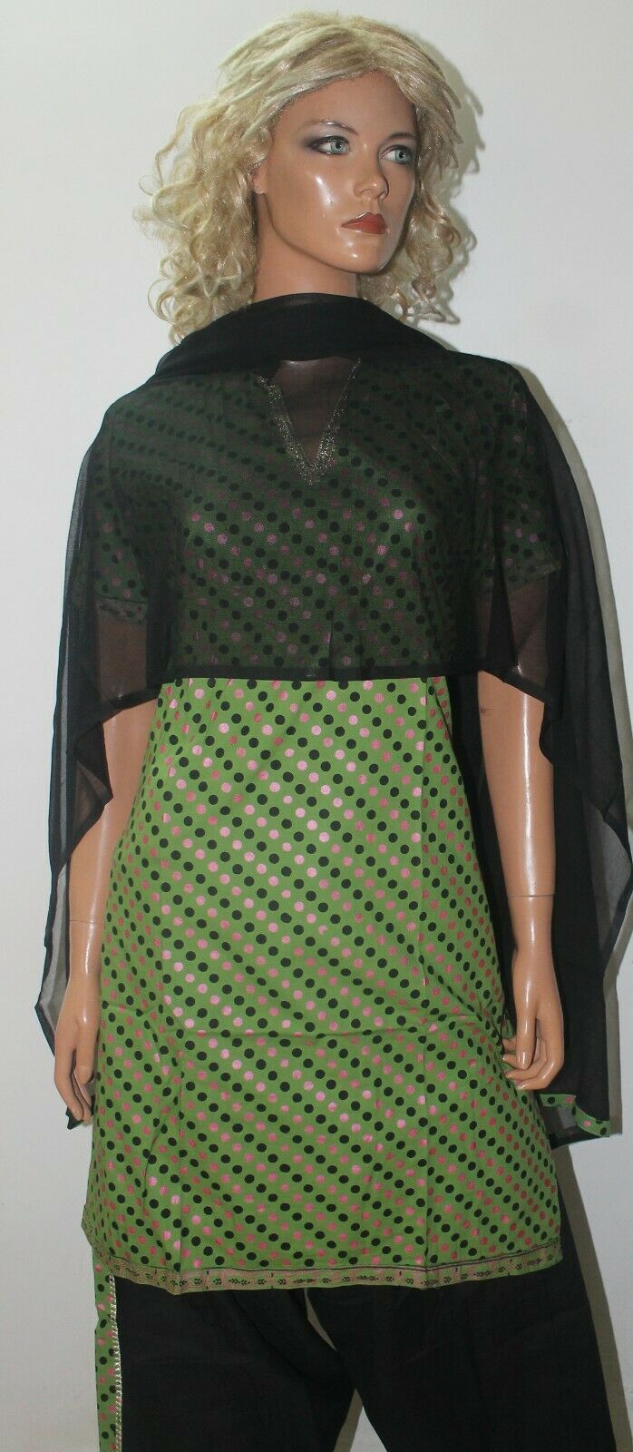 Green Polka Dot New Cotton Summer  Collections  Salwar kameez Chest Size 44