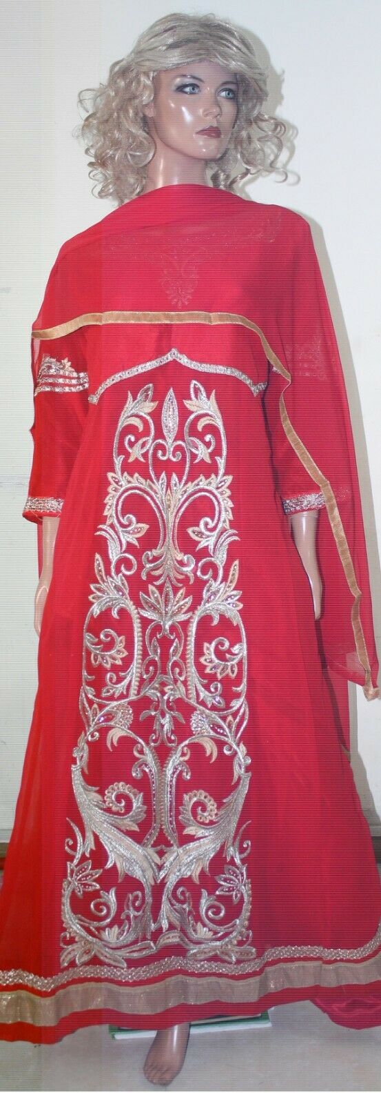 Thread  Embroidered Red Hot Collections Wedding  Salwar kameez Chest Size 48