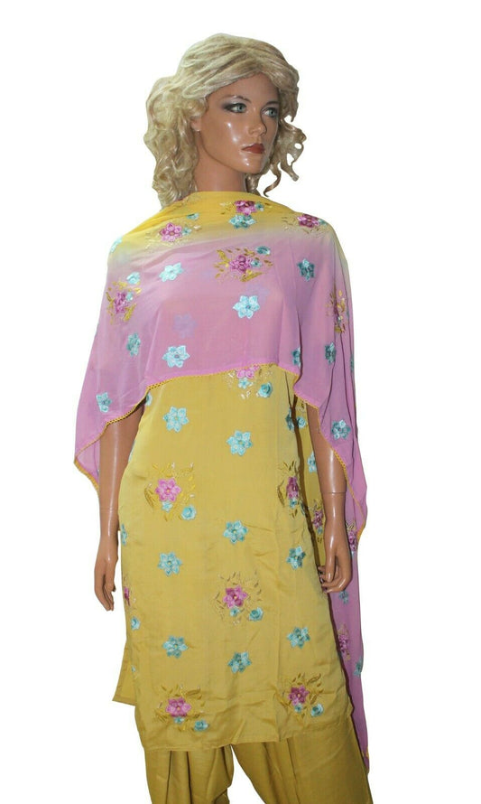 Gold Crepe Ready Wear Salwar Kameez  chest Size 44  Full sleeves Fast ship