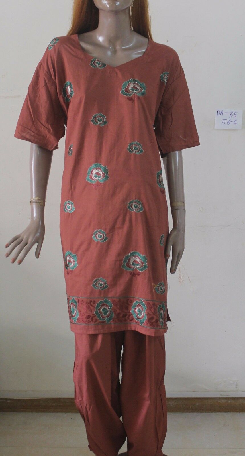 Brown Cotton Party Wear Salwar Kameez  Dupatta DA-35 Plus size 56  New arrivals
