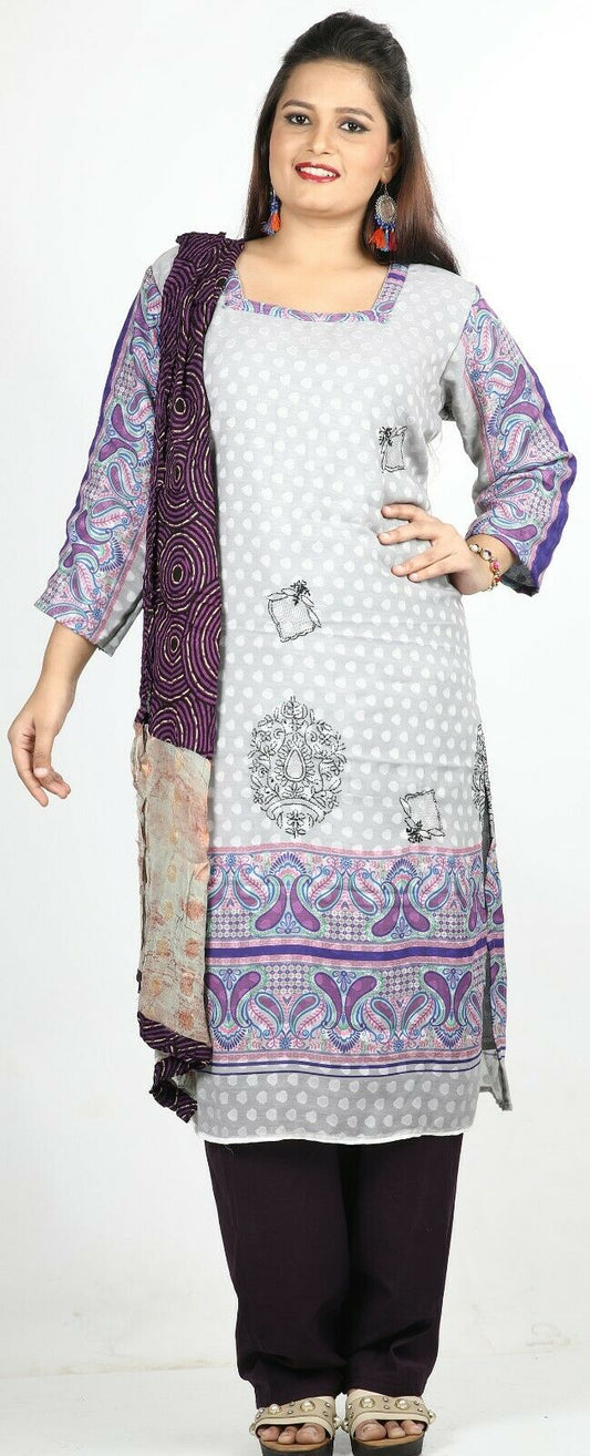 Ivory  Stitched  Ready Made Salwar Kameez  chest 46 Full  sleeves Fast ship New