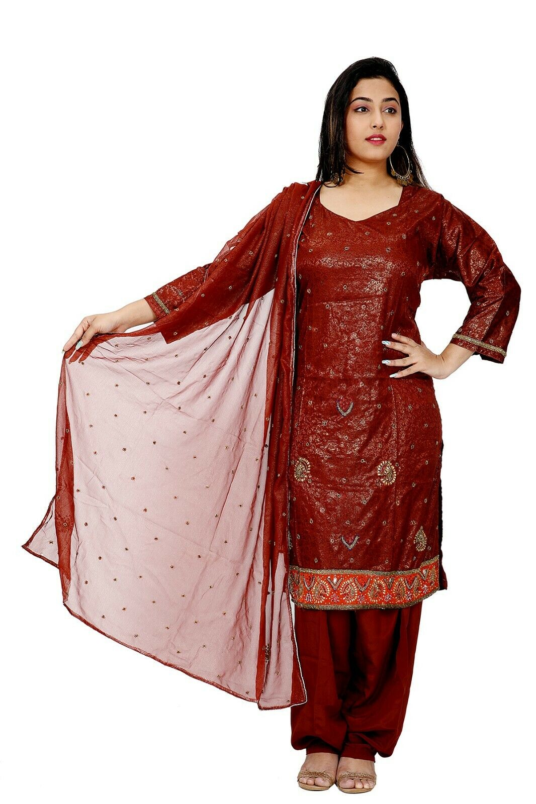 Maroon Wedding Party  Salwar kameez Kurta Dupatta Stitched  Chest  Plus size  52