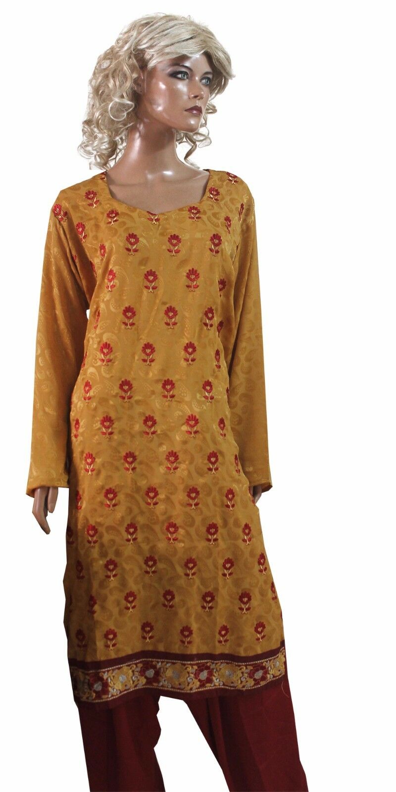 Yellow  Red   Designer Crepe  Salwar kameez Plus Size 52 New Arrivals Ap45