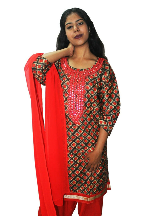 Red  Designer Salwar kameez Kurta Dupatta pakistani Plus Size 48