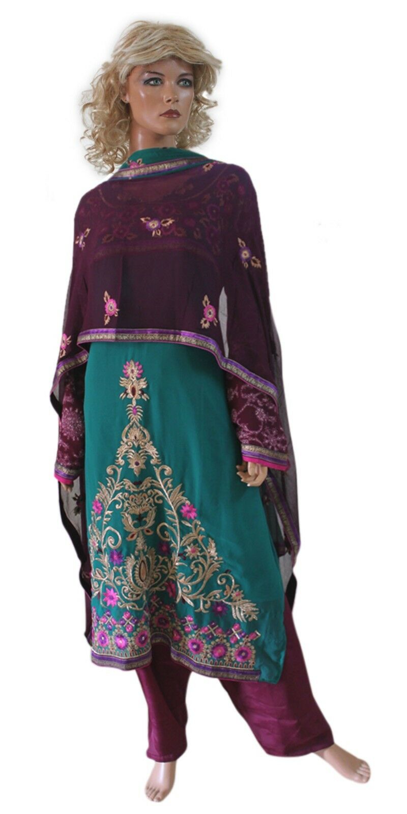Green Purple Evening Dress salwar kameez Designs By Noor Plus size 56