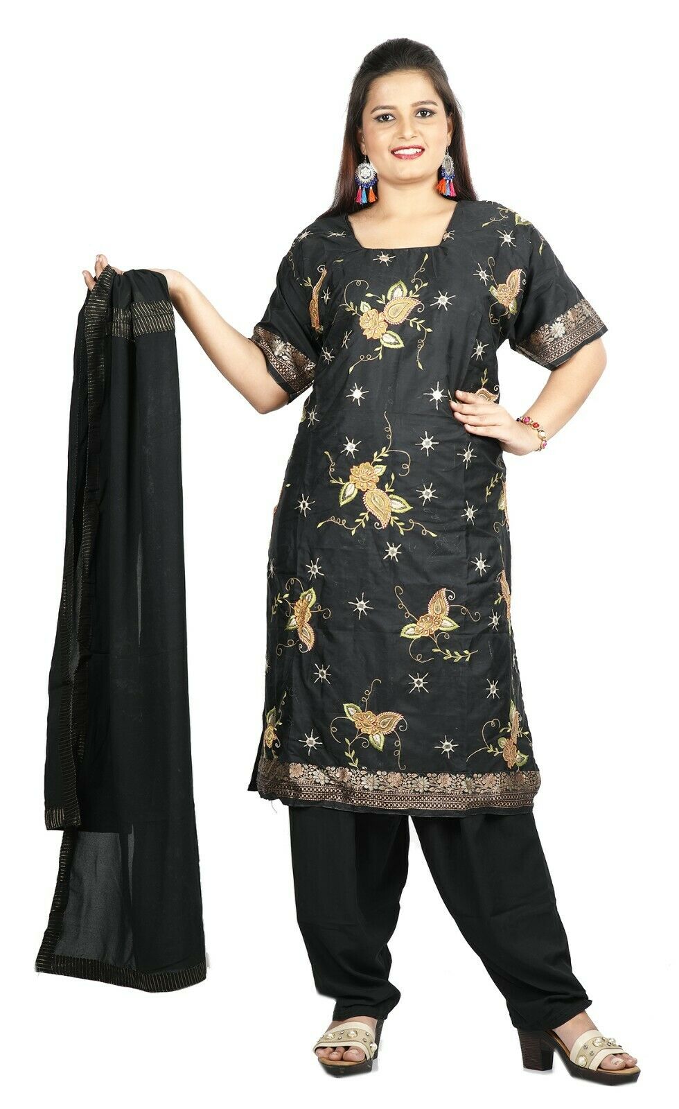 Black Boutique Wedding Silk  Designer salwar kameez  Plus size 52