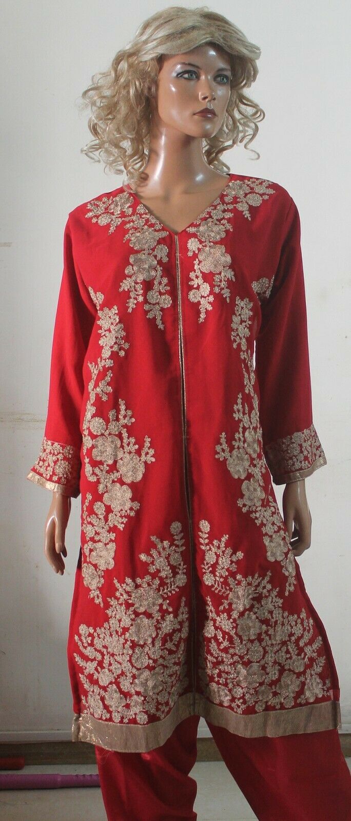 Thread  Embroidered Red Hot Collections Wedding  Salwar kameez Chest Size 50