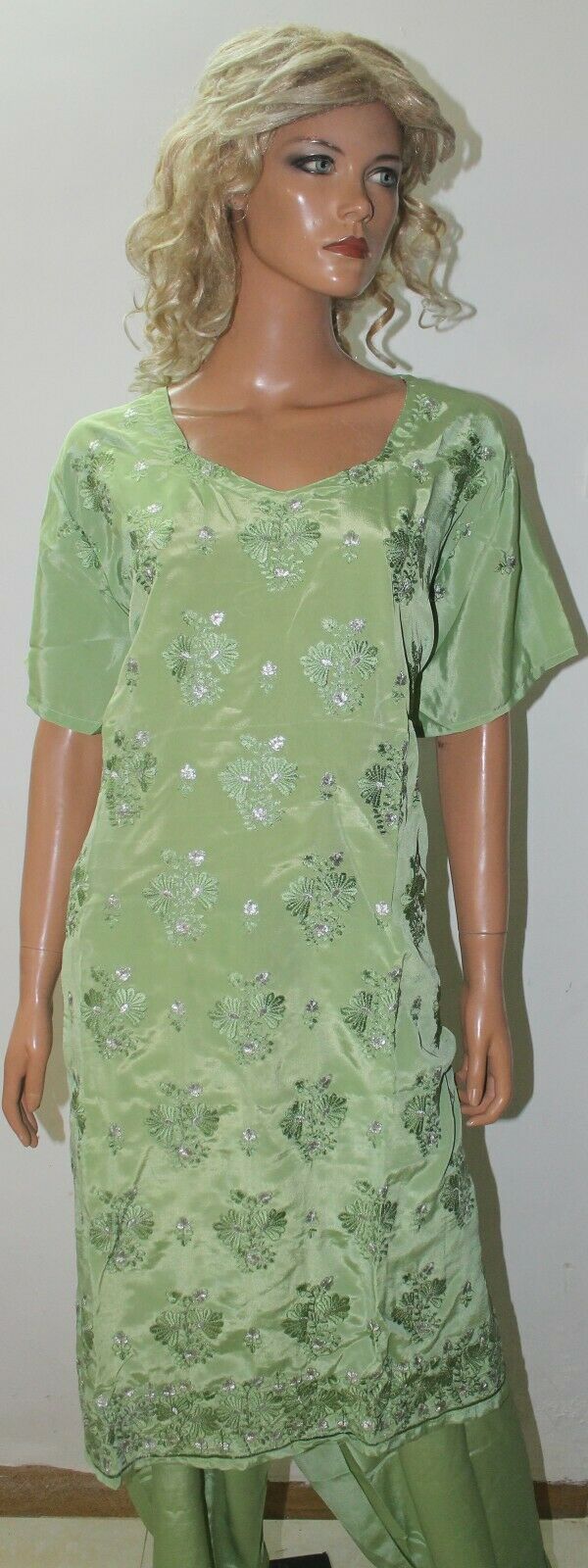Pistachio  Green Embroidered Crepe  Wedding  Salwar kameez Chest Plus Size 56