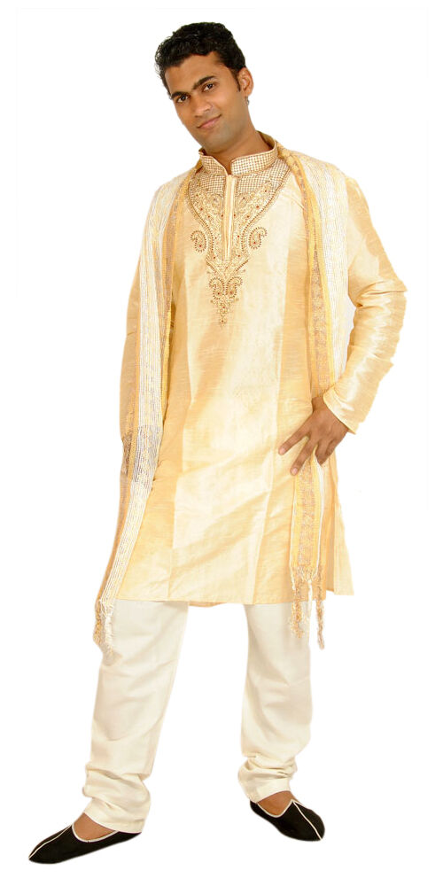 Gold Men’s Kurta Salwar Shawl Plus Sizes up to 8Xl in Stock