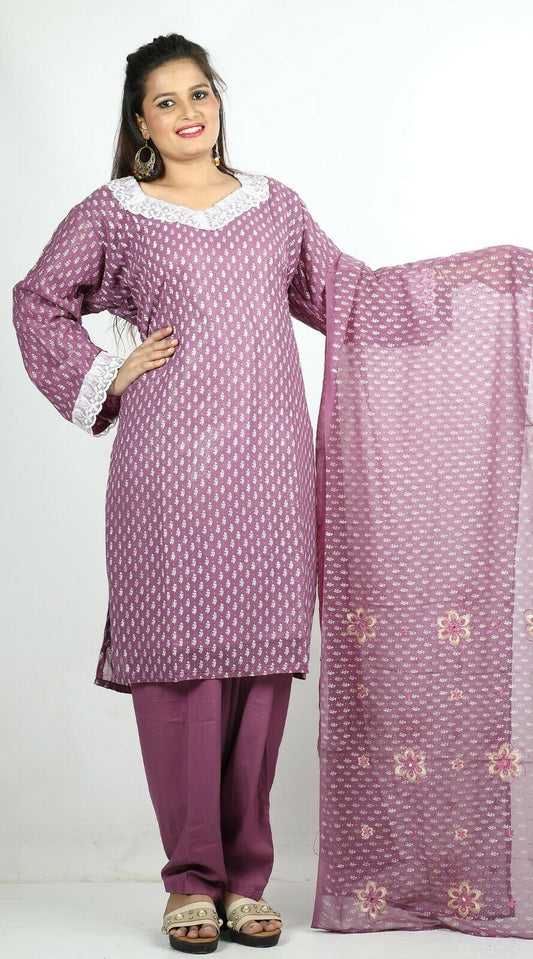 Purple  Print Summer Salwar Kameez Plus chest 50 Stitched Ready to Wear New