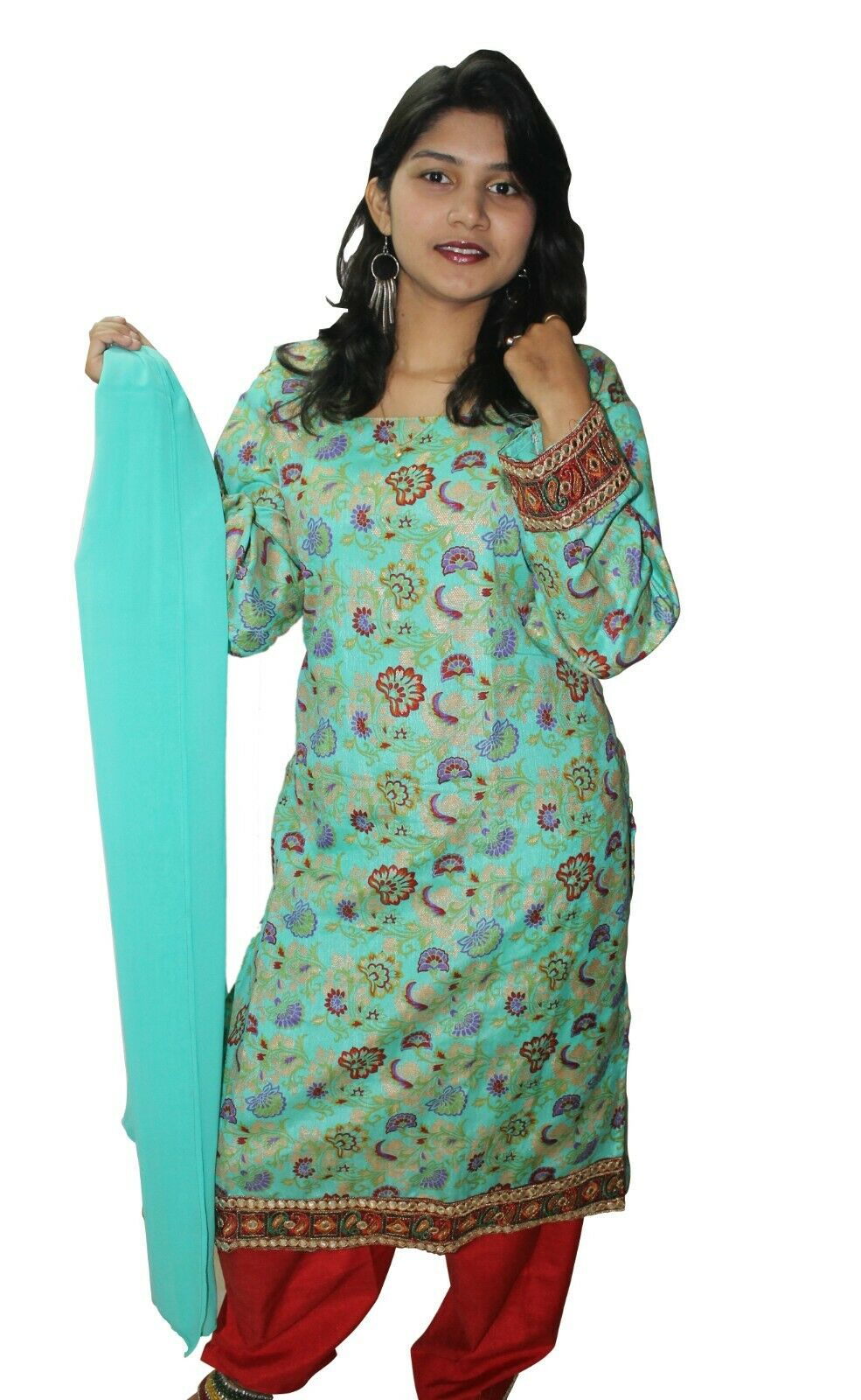 Green Designer Salwar kameez Kurta Dupatta pakistani Chest  Size 44