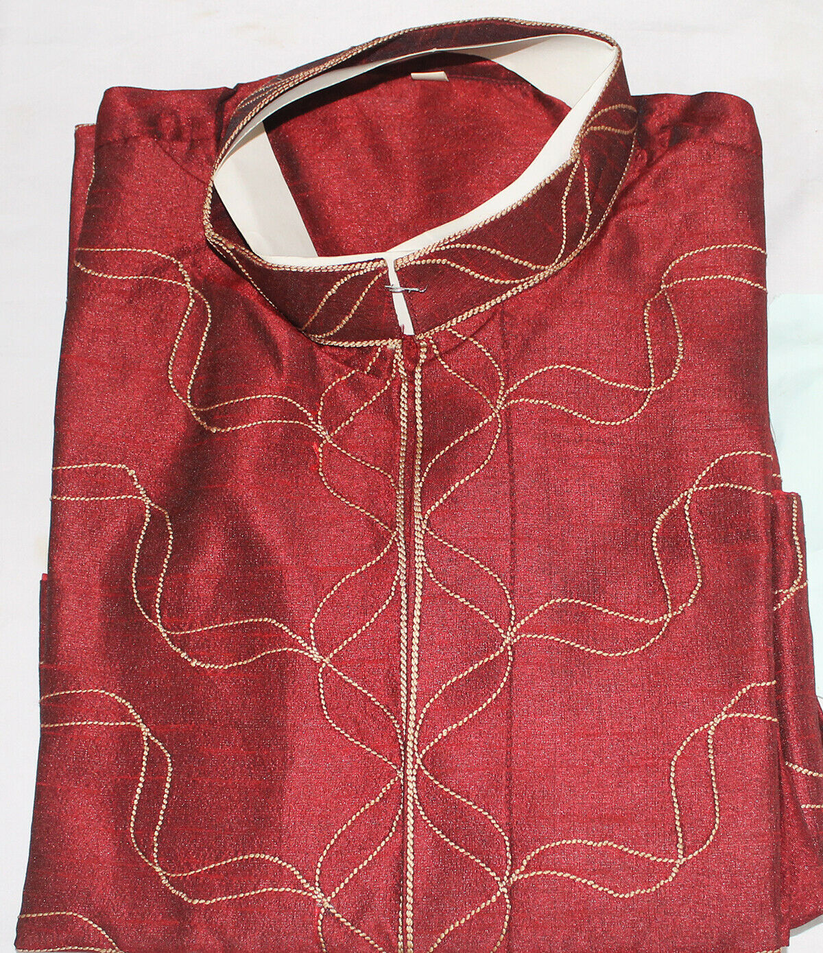 Burgundy  Embroidered Sherwani Indian Mens  Kurta Pajama Set Three pieces