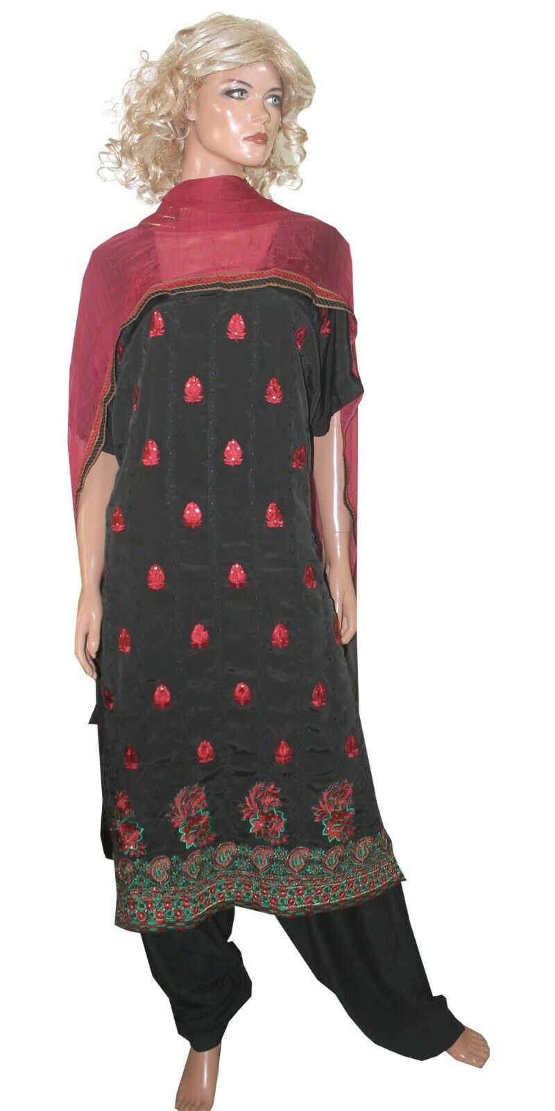 Black Red Embroidered Ready Wear Wedding Collections  Salwar kameez Plus Size 52