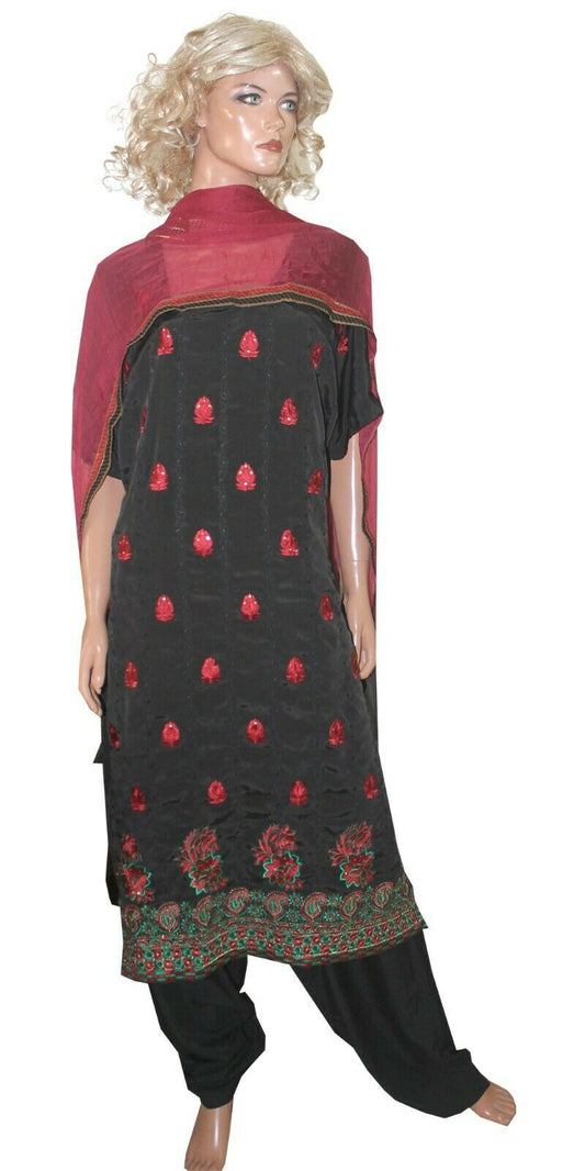 Black Red Embroidered Ready Wear Wedding Collections  Salwar kameez Plus Size 52