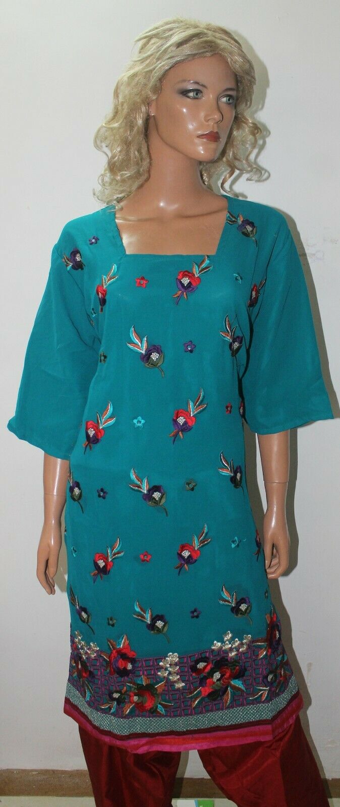 Green Red Chiffon  Stitched Bollywood wedding  Designer salwar kameez Plus sz 50