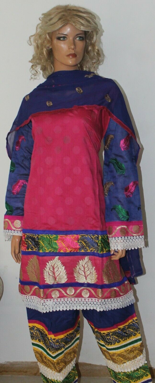 Pink Boutique Wear Embroidered Stitch Cotton Summer  Salwar kameez  Plus size 52