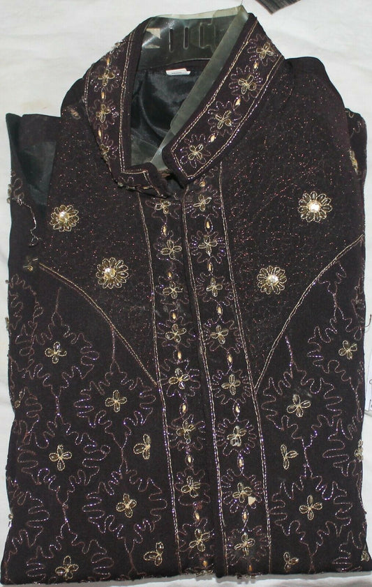 Brown  Embroidered Dressy  Designer Exclusive Boys Sherwani Kurta set Age 5